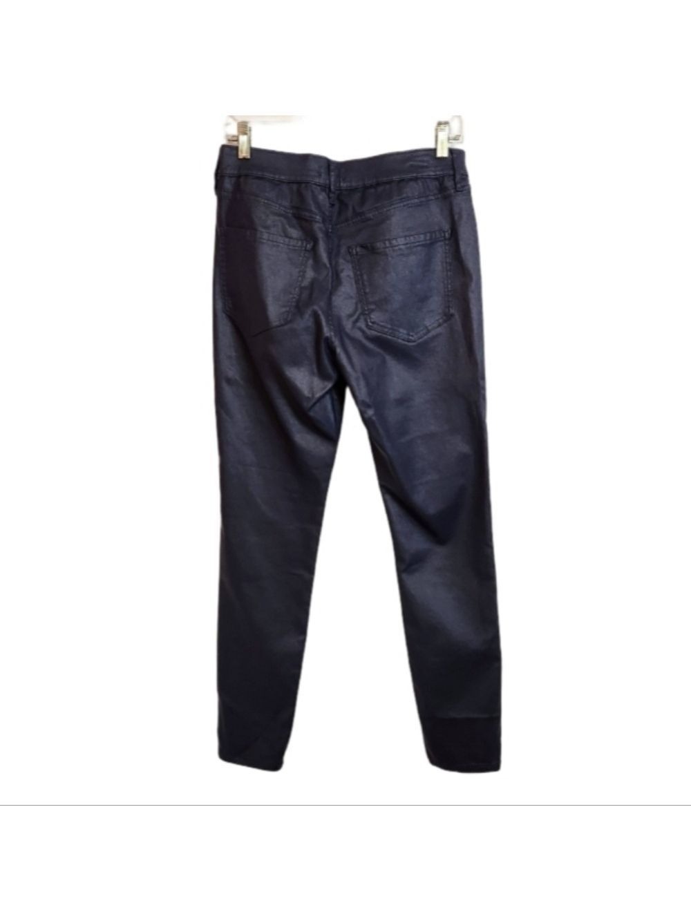 Express Blue Shimmer Coated Denim Skinny Pants Size 8 Regular - Picture 4 of 9